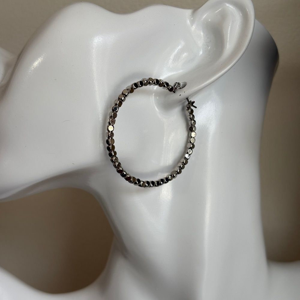 Silver Textured Hoop Earrings